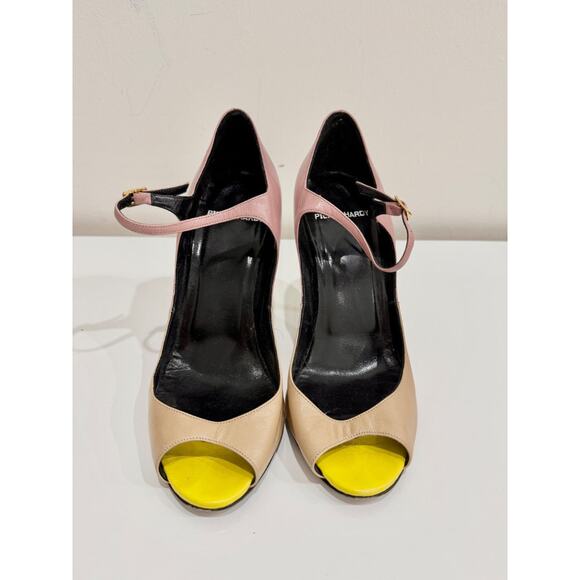 Pierre Hardy Colorblock Peep-Toe Calfskin Leather Stiletto Heels Women's Size 37 - Picture 3 of 6